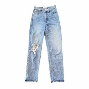 Madewell TALL The Perfect Vintage Straight Distressed Medium Wash Denim Jeans